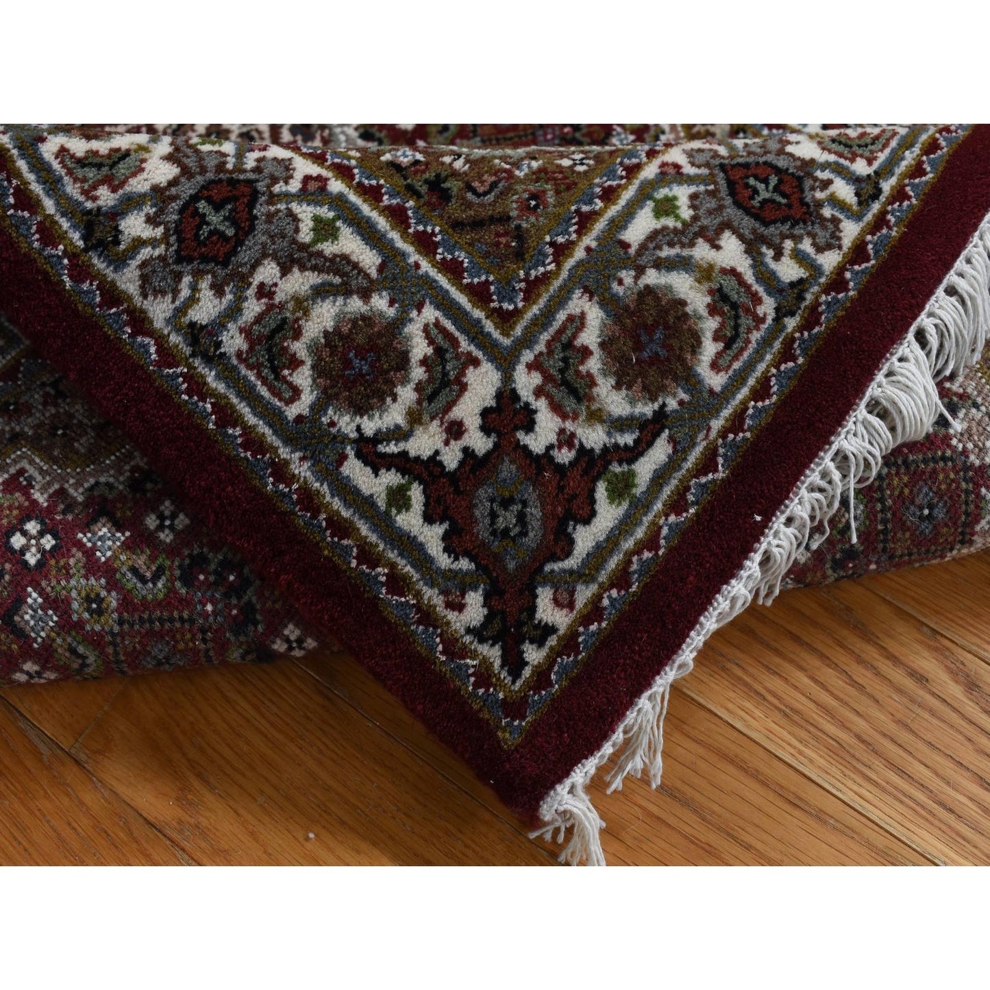 2'8"X10'5" Sangria Red Tebraz Mahi Pure Wool Hand Knotted Runner Rug