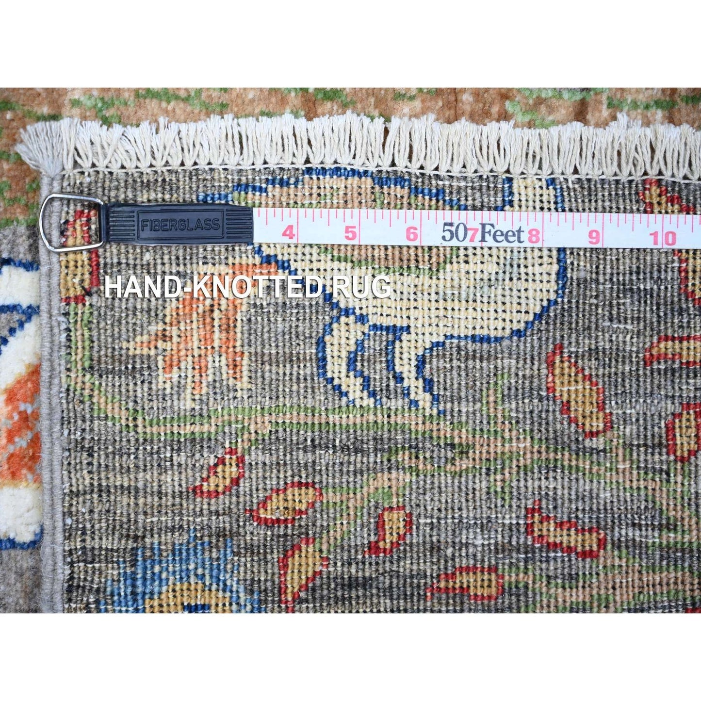 2'10"X4'10" Taupe Gray Hand Knotted Afghan Peshawar Wool Oriental Rug