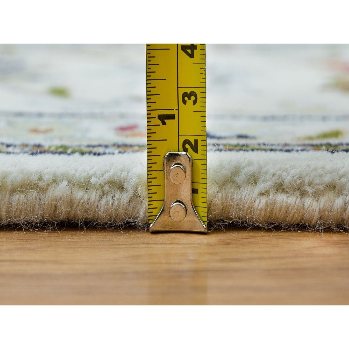 6'1"X9'1" White Hand Knotted Nain Design 250 Kpsi Natural Wool Rug