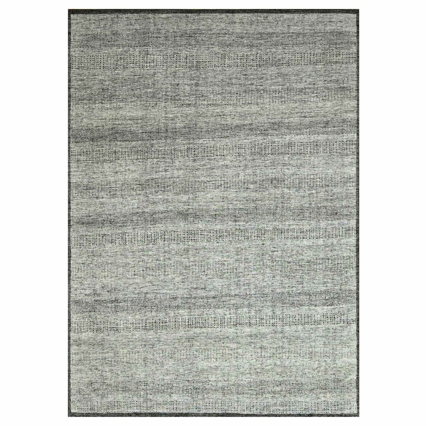 10'X14' Black Wool Rug Hand Knotted Oxidized & Distressed Grass Design