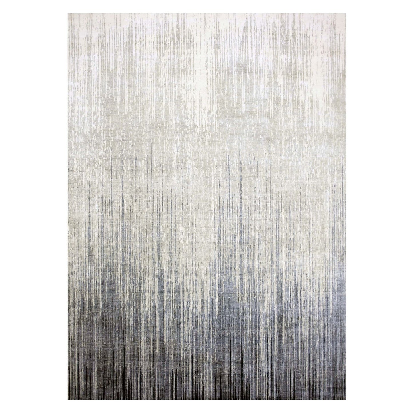 10'1"X14'2" Gray Pure Wool Hand Knotted Modern Ombre Design Rug