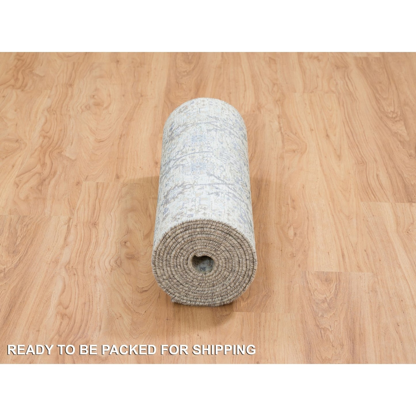 2'6"X18'2" Ivory Tebraz Vase Design Silk/Wool Hand Knotted Xl Runner Rug