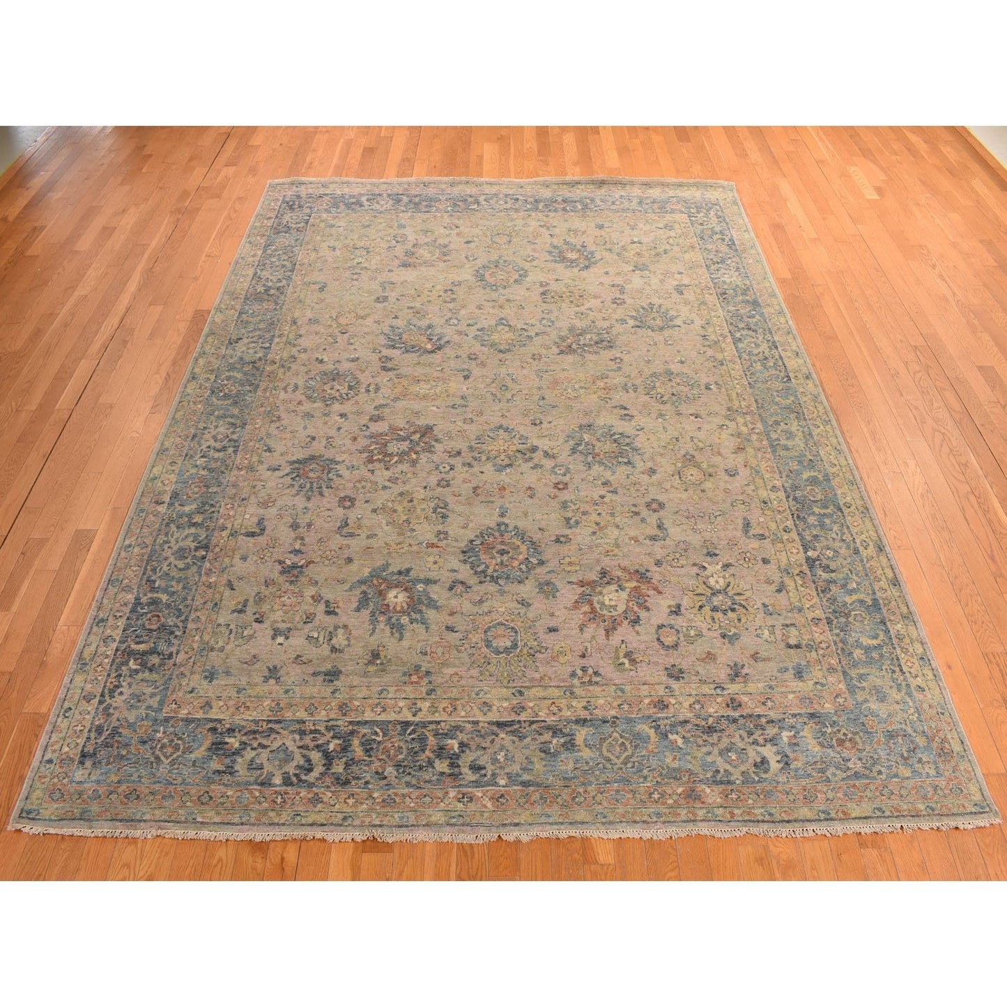 9'X11'9" Beaver Brown Antiqued Ziegler Mahal Design Wool Hand Knotted Rug