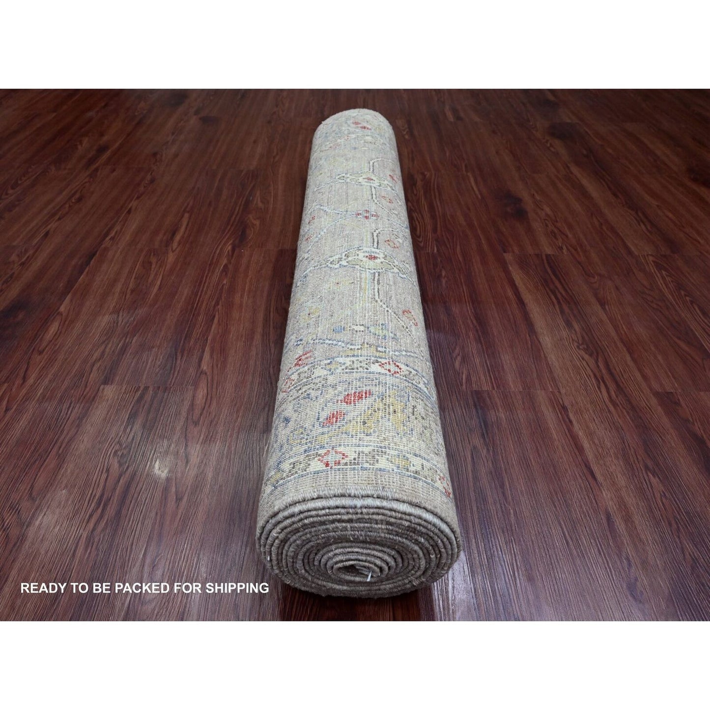 4'X19'3" Gray Peshawar Bijar Garus Design Hand Knotted Wool Runner Rug