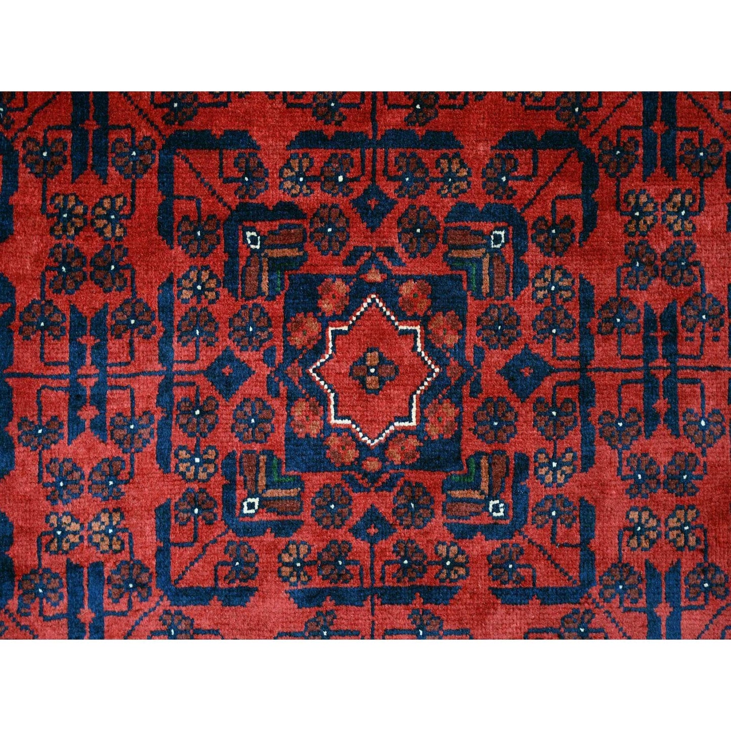 9'10"X12'10" Red Hand Knotted Afghan Khamyab Geometric Design Wool Rug