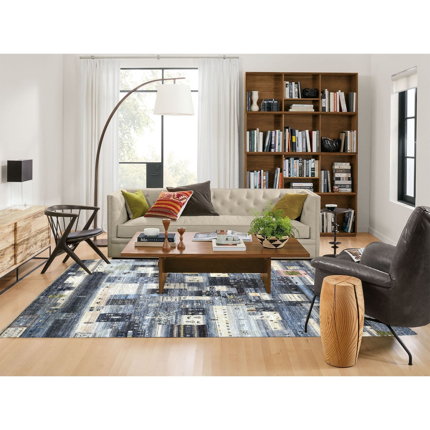 5'10"X9' Hand Knotted Wool Kashkuli Gabbeh Black Blue And Gray Rug