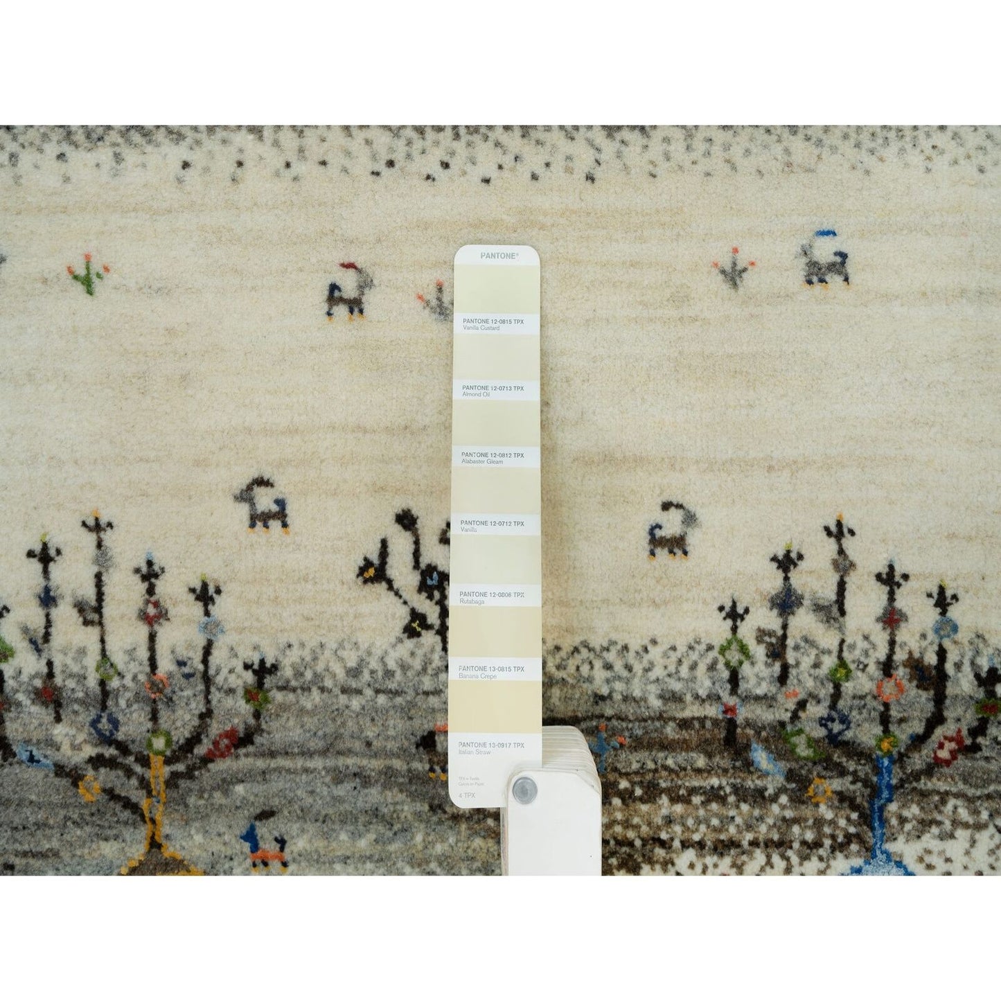 2'7"X8' Linen White Wool Hand Knotted Lori Buft Modern Striae Runner Rug