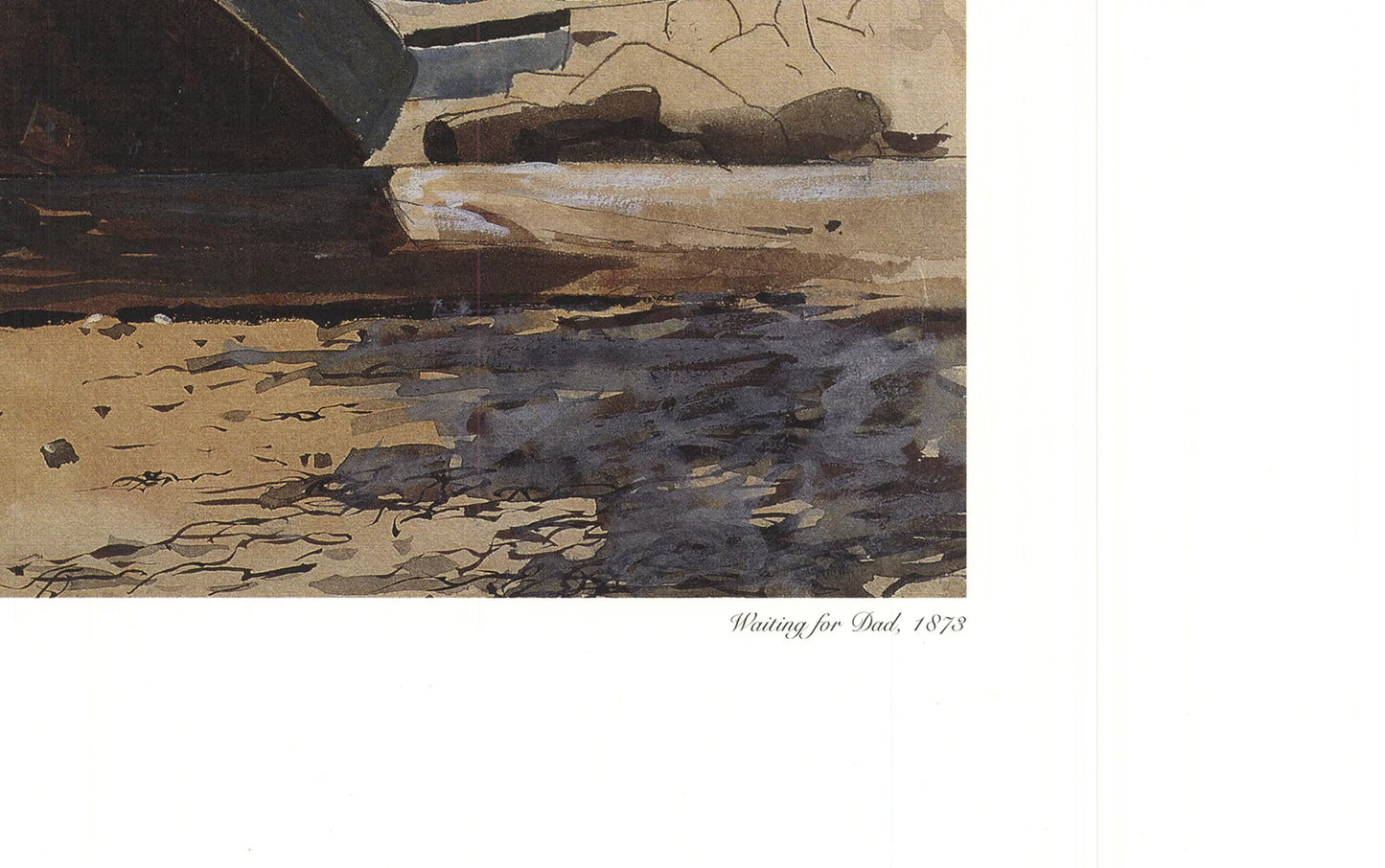 Winslow Homer Waiting For Dad " Offset Lithograph Modernism