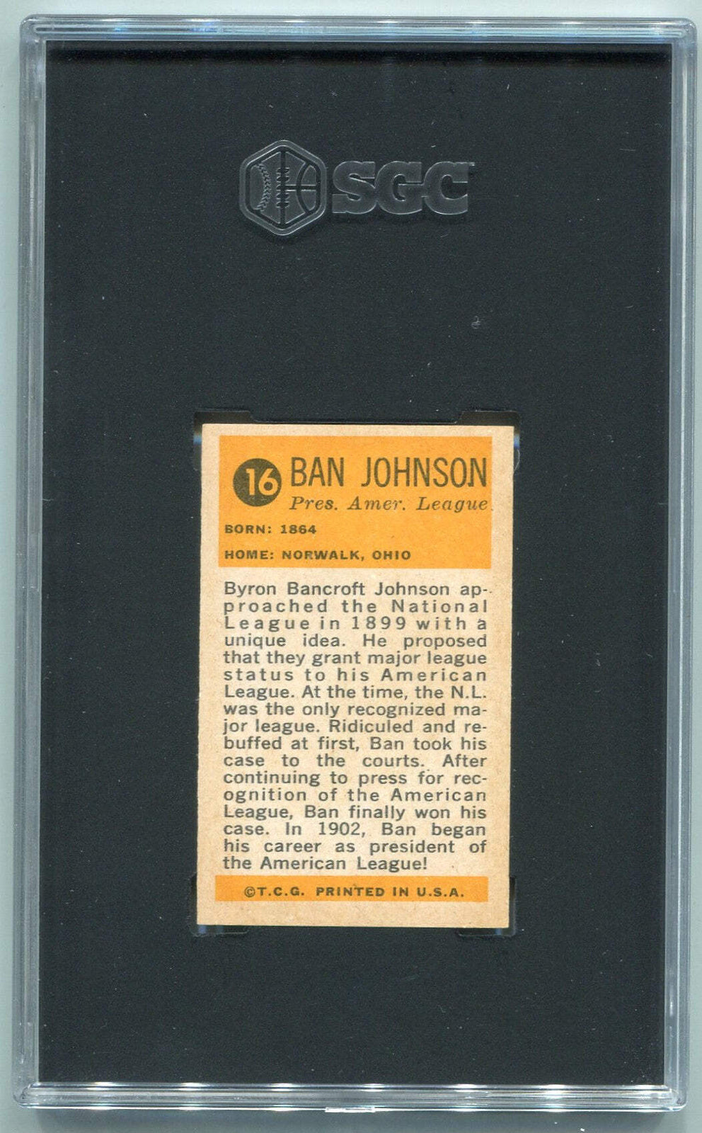 Ban Johnson 1963 Bazooka Greats Card #16 Sgc Graded 4.5