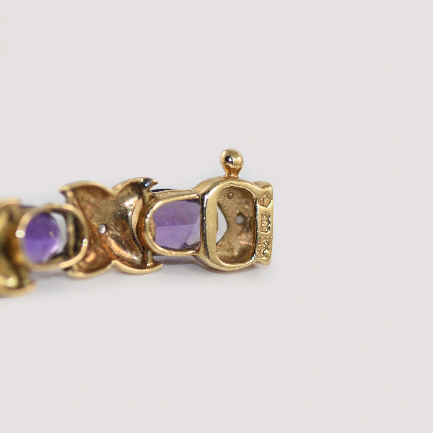 14K Yellow Gold Amethyst & Diamond Bracelet Weave