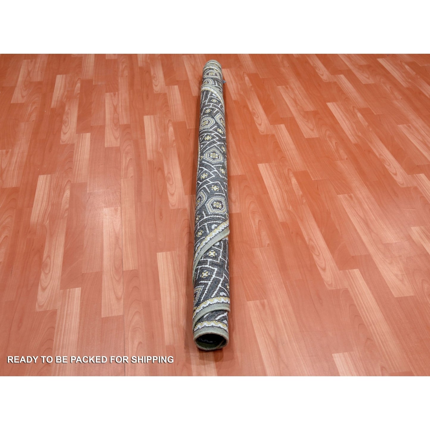 6'2"X6'2" Taupe-Brown Silk Mughal Inspired Hand Knotted Wool Round Rug