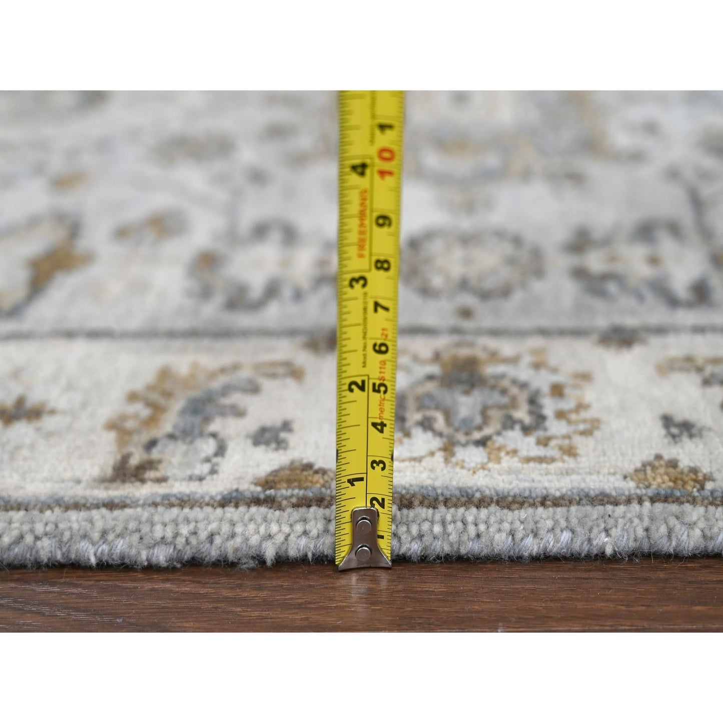 2'7"X25'10" Cloud Gray Hand Knotted Karjihooz Design Wool Xl Runner Rug