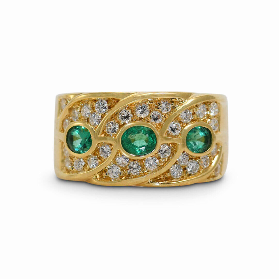 14K Yellow Gold Emerald & Diamond Ring .50Tdw,