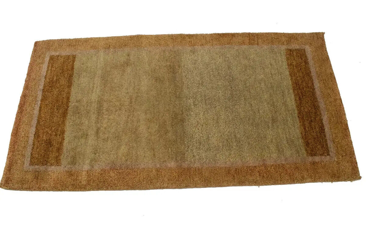 Small Beige And Rust Gabbeh Rug Tribal Design