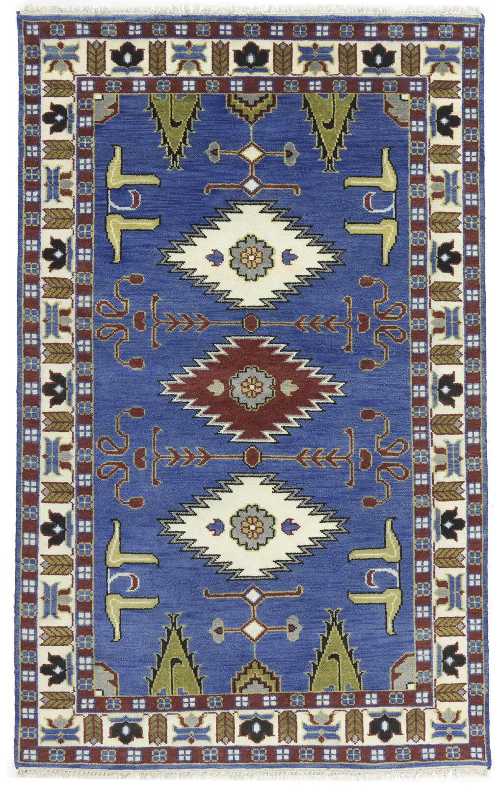 Kazak Oriental Area Rug Geometric Tribal Design