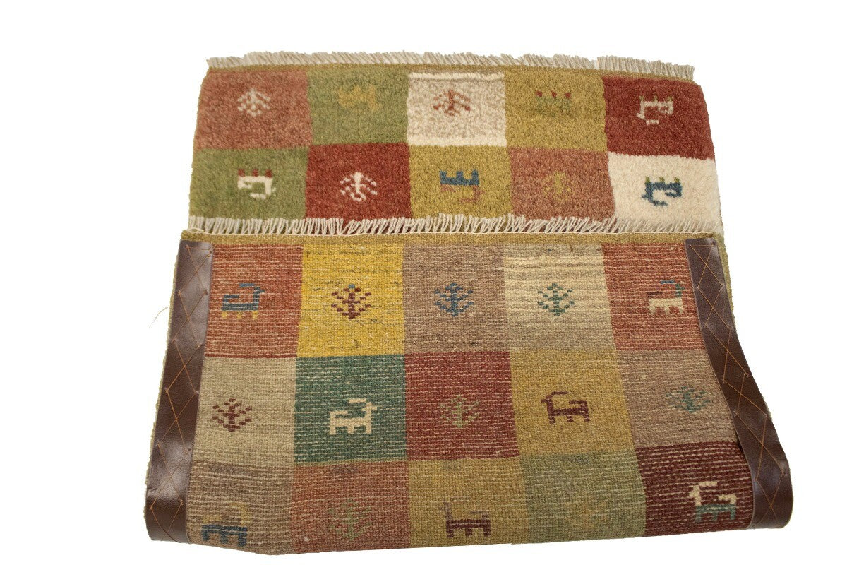 2X3 Ft Hand-Knotted Multicolored Gabbeh Rug Plush