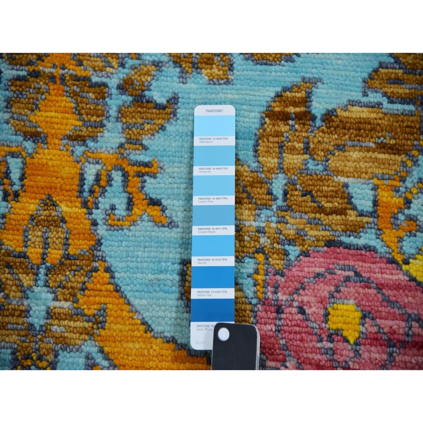 Powder Blue Arts And Craft 100% Wool Hand Knotted Oversized Oriental Rug