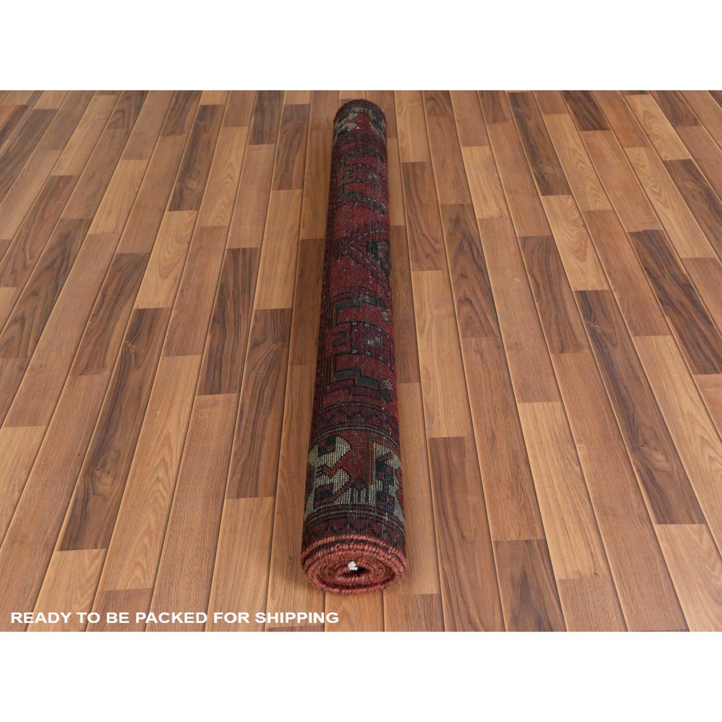 5'X9'10" Semi Antique Hand Knotted Red Farsian Sheeraz Sheared Low Rug