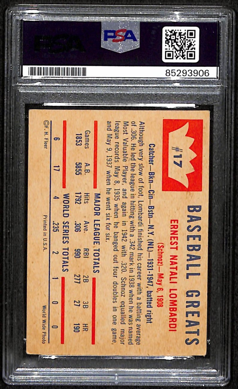 Ernie Lombardi HOF Signed/ Auto 1960 Fleer Card #17 NY Giants PSA/ DNA 190900