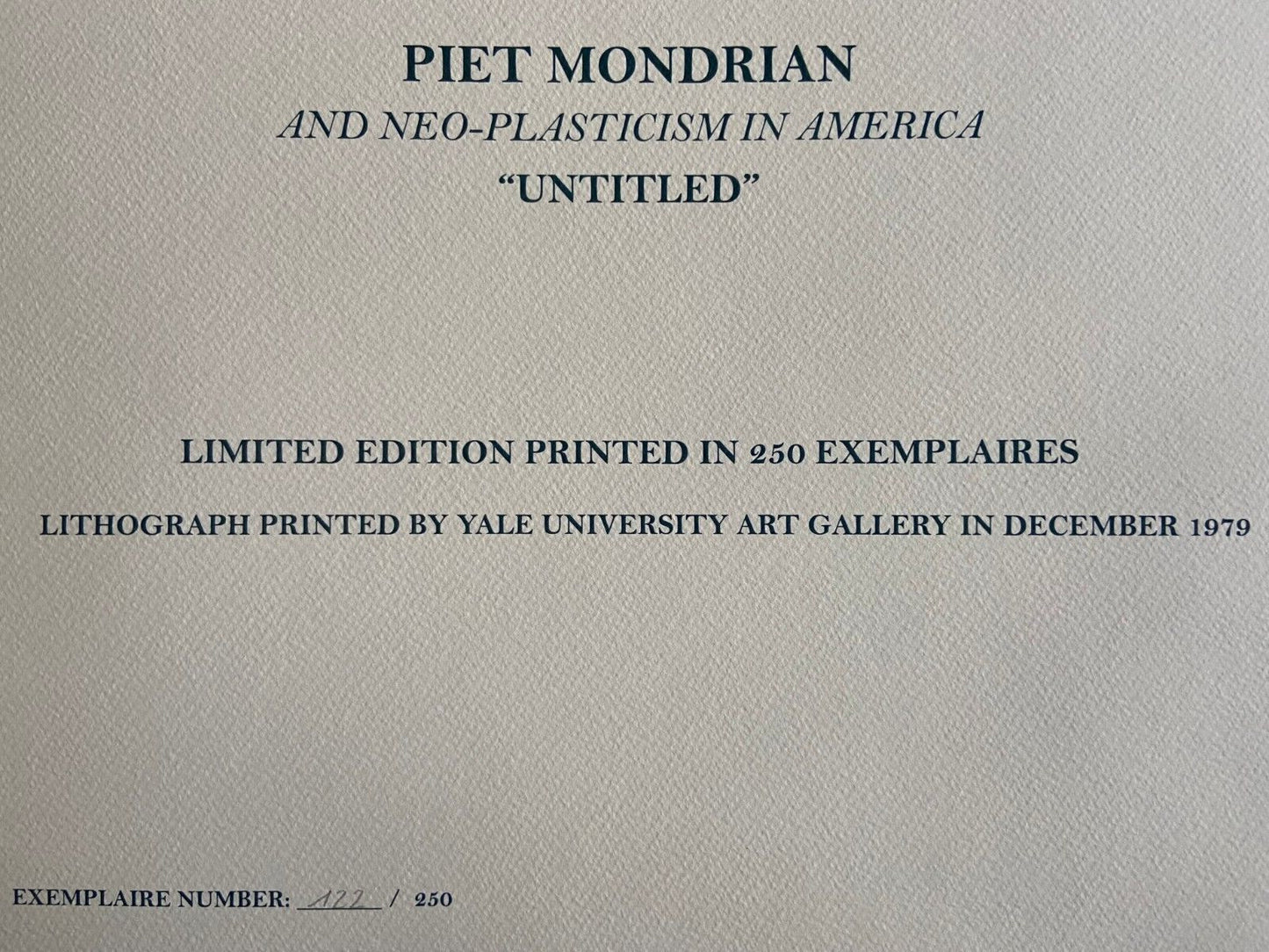 Piet Mondrian Lithograph Coa Signed Op Numbered