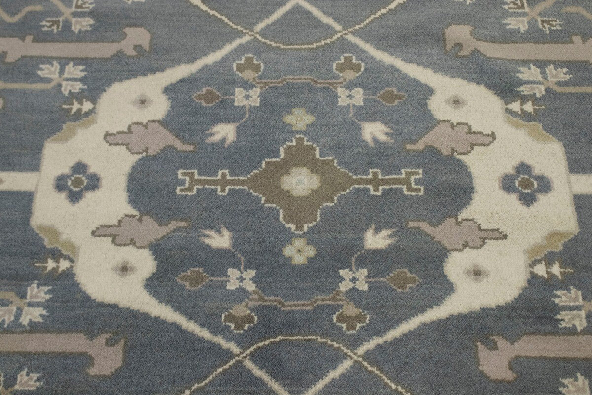 Handmade Oushak Oriental Rug Floral Design Pastel