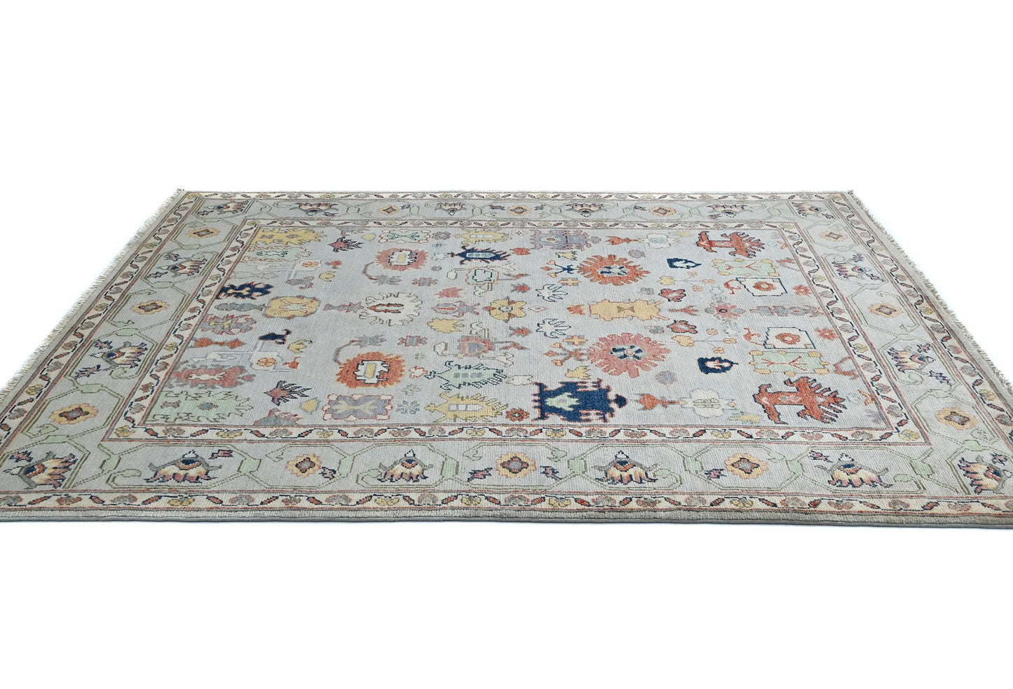 Handmade Kazak Pakistan Rug 5X7 Ft Gray Floral