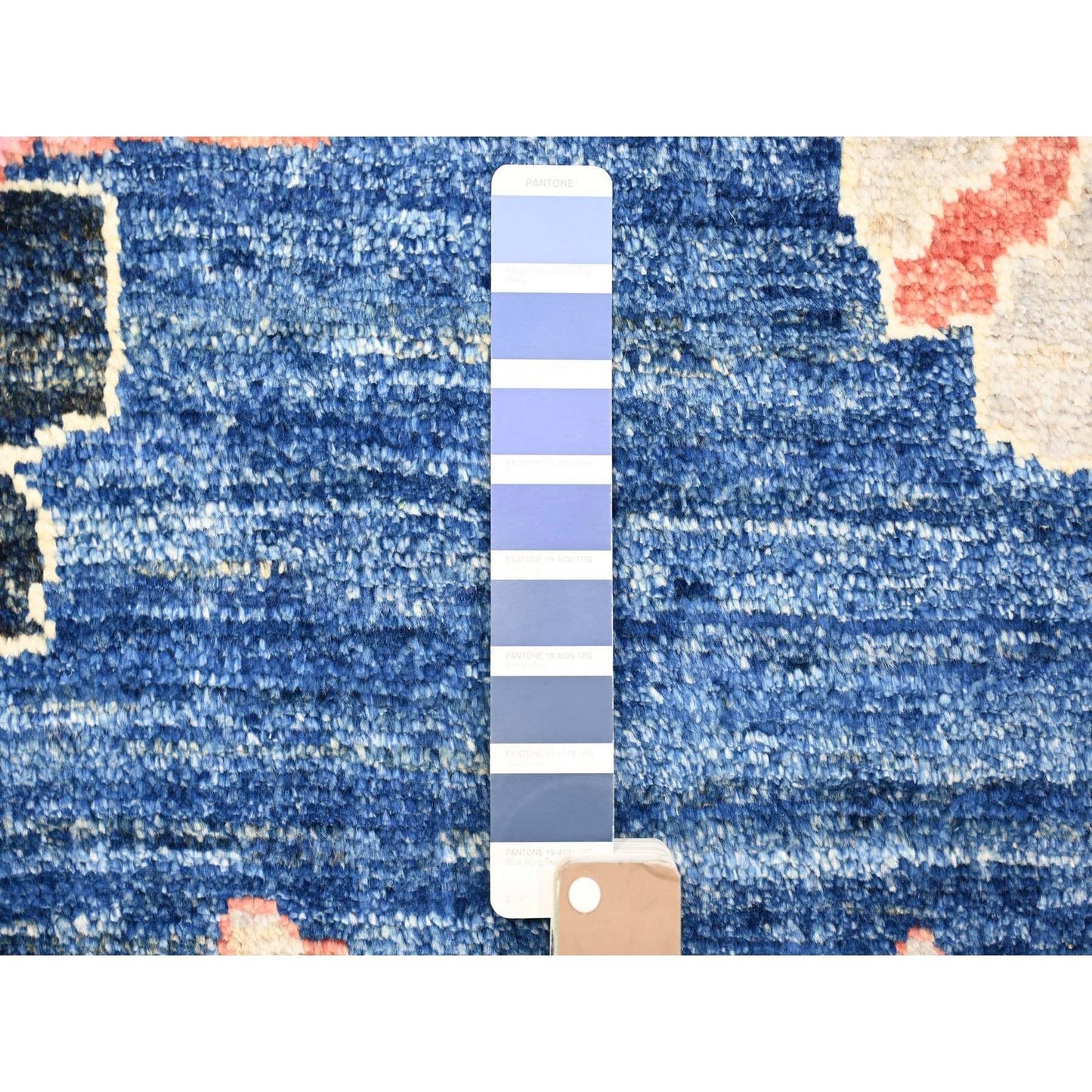 12'X15'2" Blue Pure Wool Hand Knotted Afghan Angora Oushak Oversized Rug