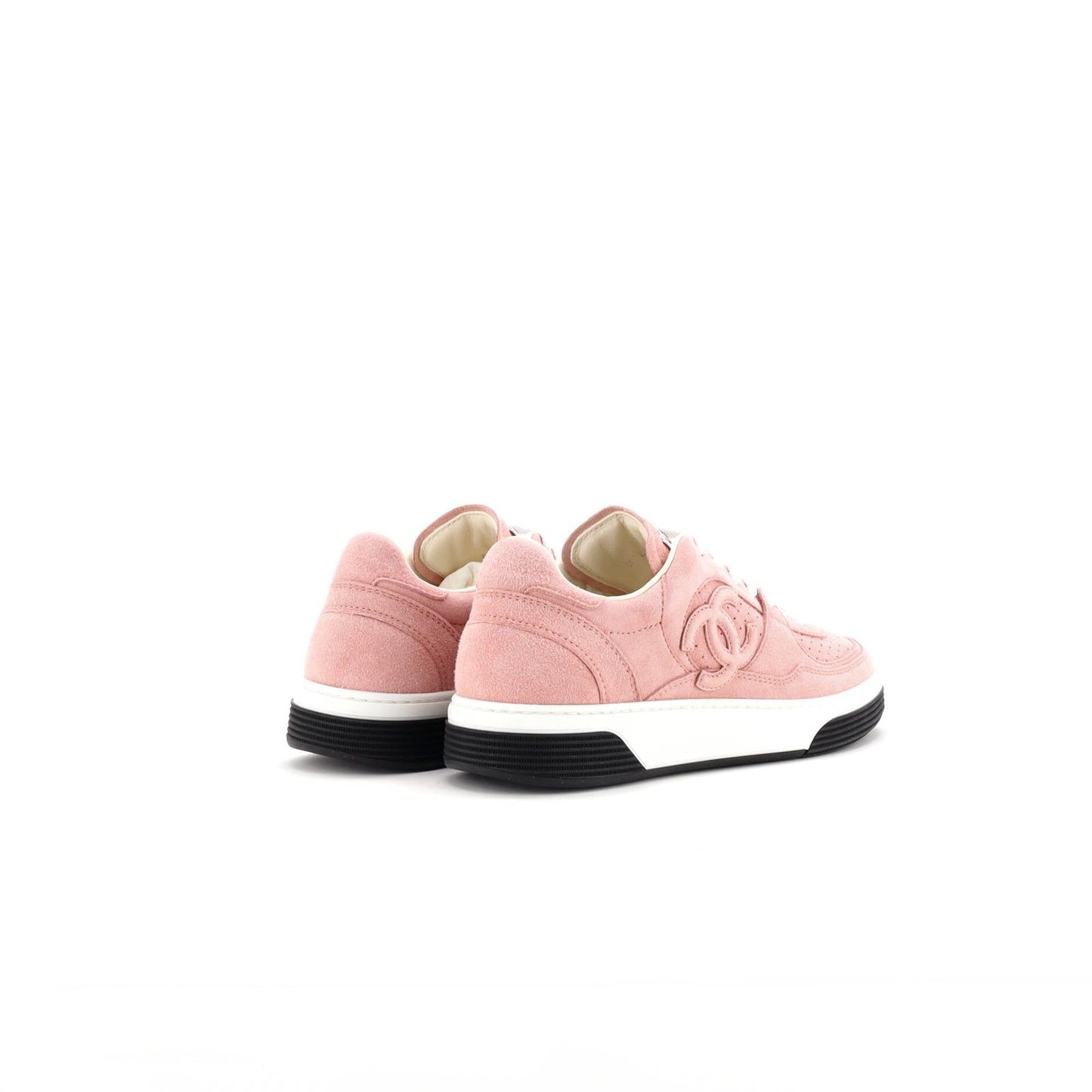 Chanel Women'S Cc Low-Top Sneakers Perforated Suede