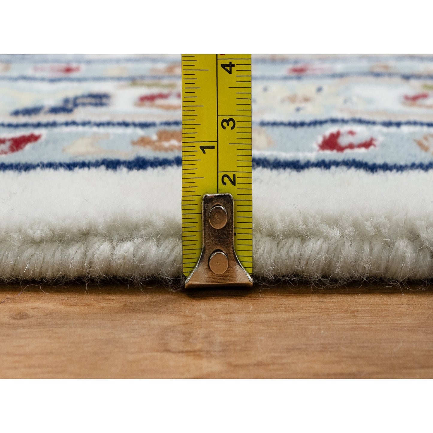 10'2"X10'2" Snow White 250 Kpsi Hand Knotted Nain Wool & Silk Square Rug