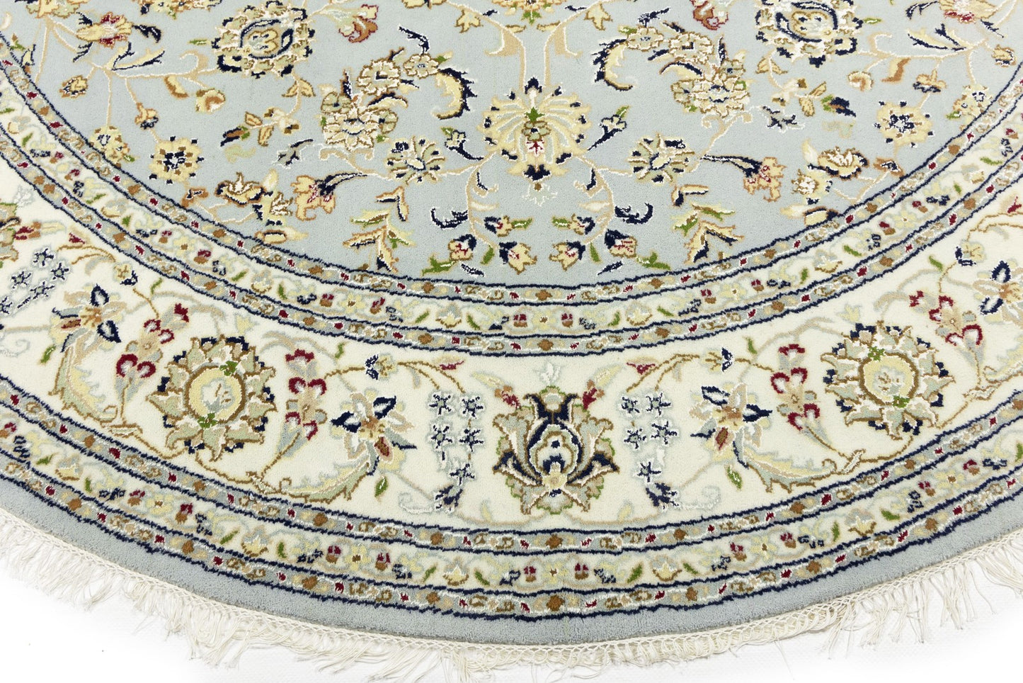 Floral Style Handmade Round Indo-Nain Oriental Rug 8x8 ft