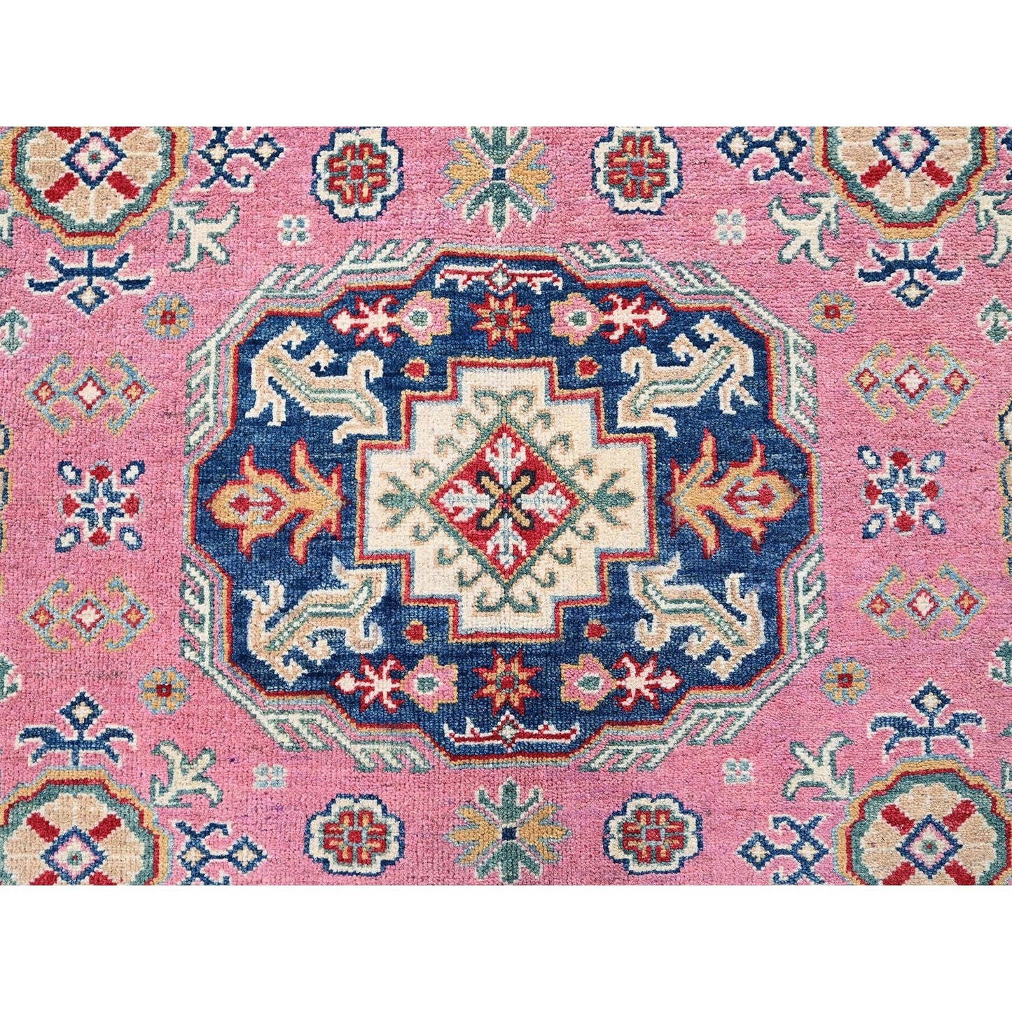 8'9"X11'8" Pink Kazak With Tribal Design Hand Knotted All Wool Oriental Rug