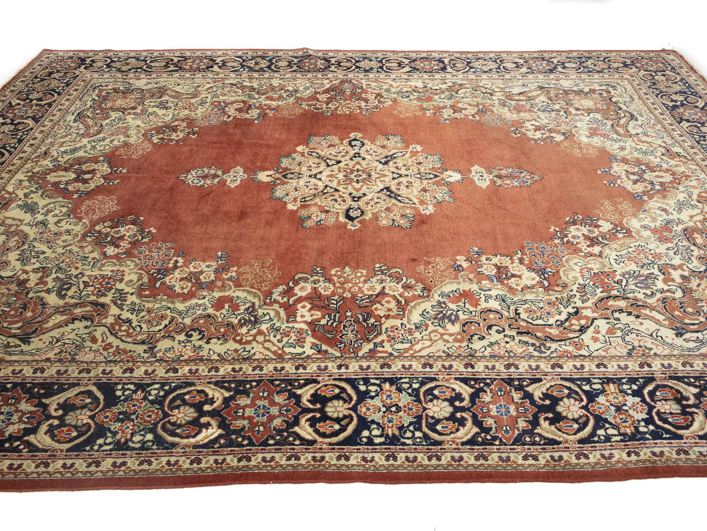 Semi-Antique Hand-Knotted Floral Rug Extra Large