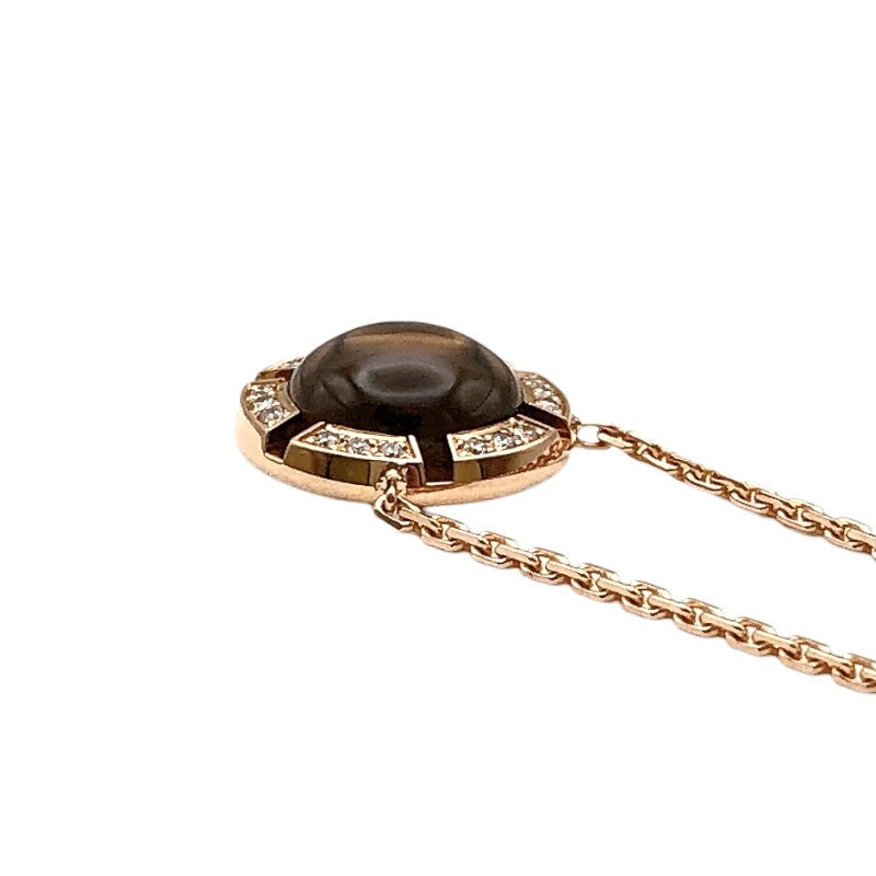 Chaumet Class One Smoky Quartz Diamond Necklace K18 Pink Gold