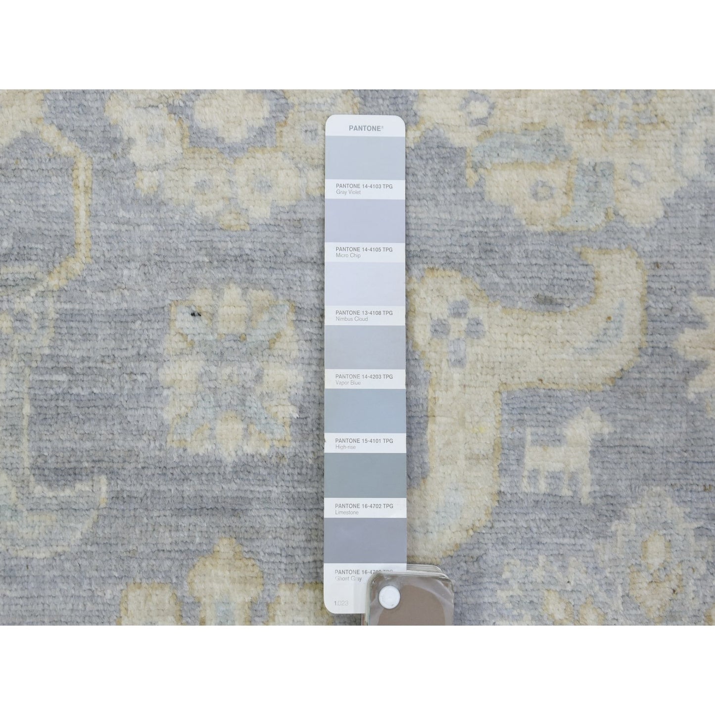 7'10"X9'7" Cloud Gray White Wash Peshawar Natural Wool Hand Knotted Rug