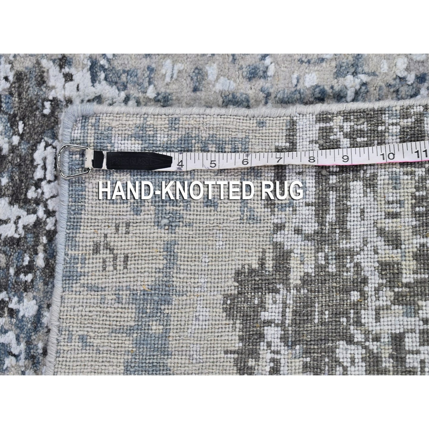 3'X5' Silver Wool Denser Weave Abstract Design Hand Knotted Rug