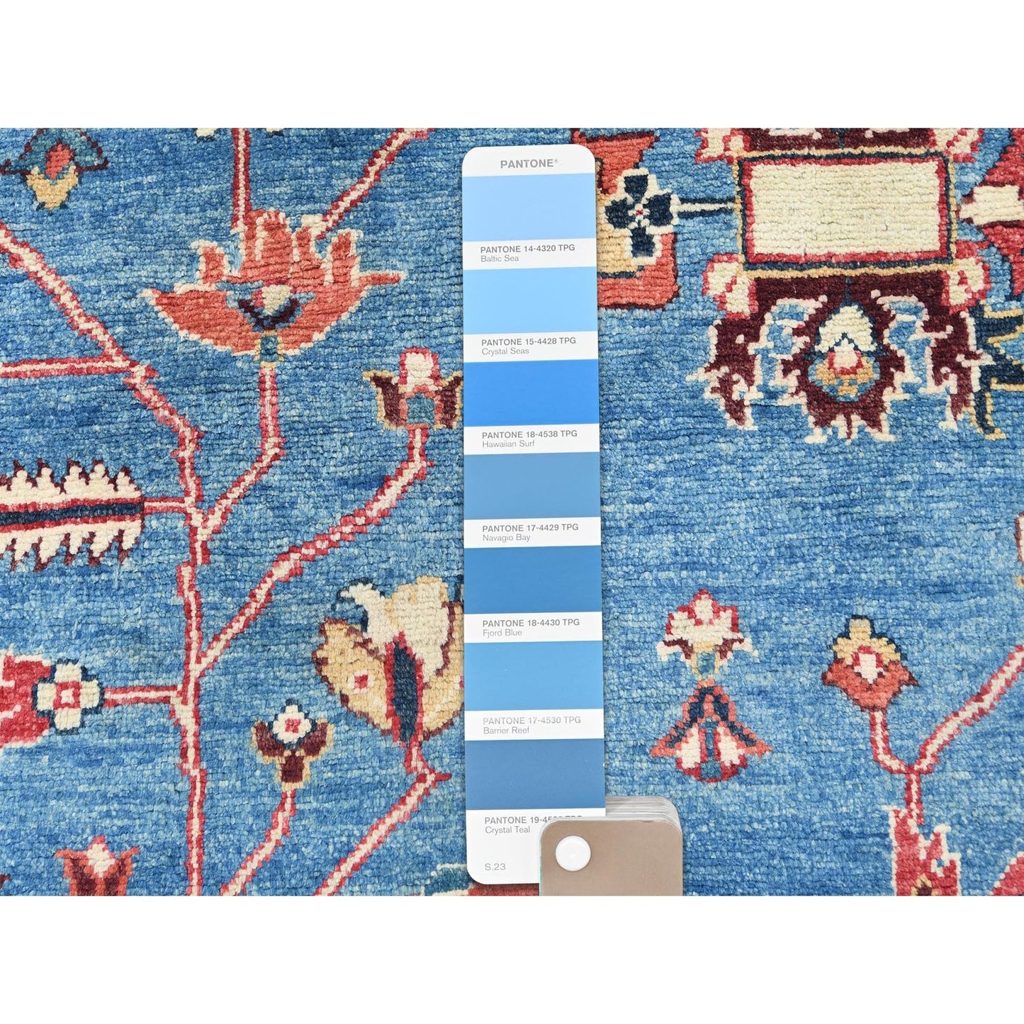 9'10"X13'6" Blue Afghan Peshawar Heris Wool Hand Knotted Oriental Rug