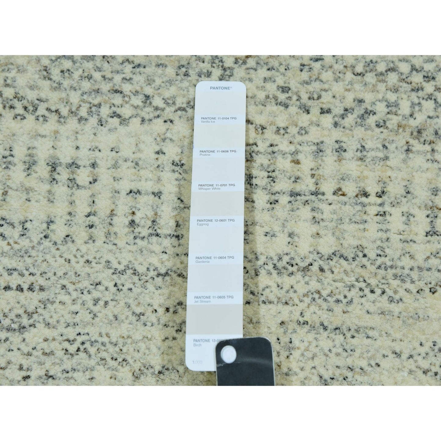 2'6"X10'1" Moderne White Hand Knotted Modern Grass 100% Wool Runner Rug
