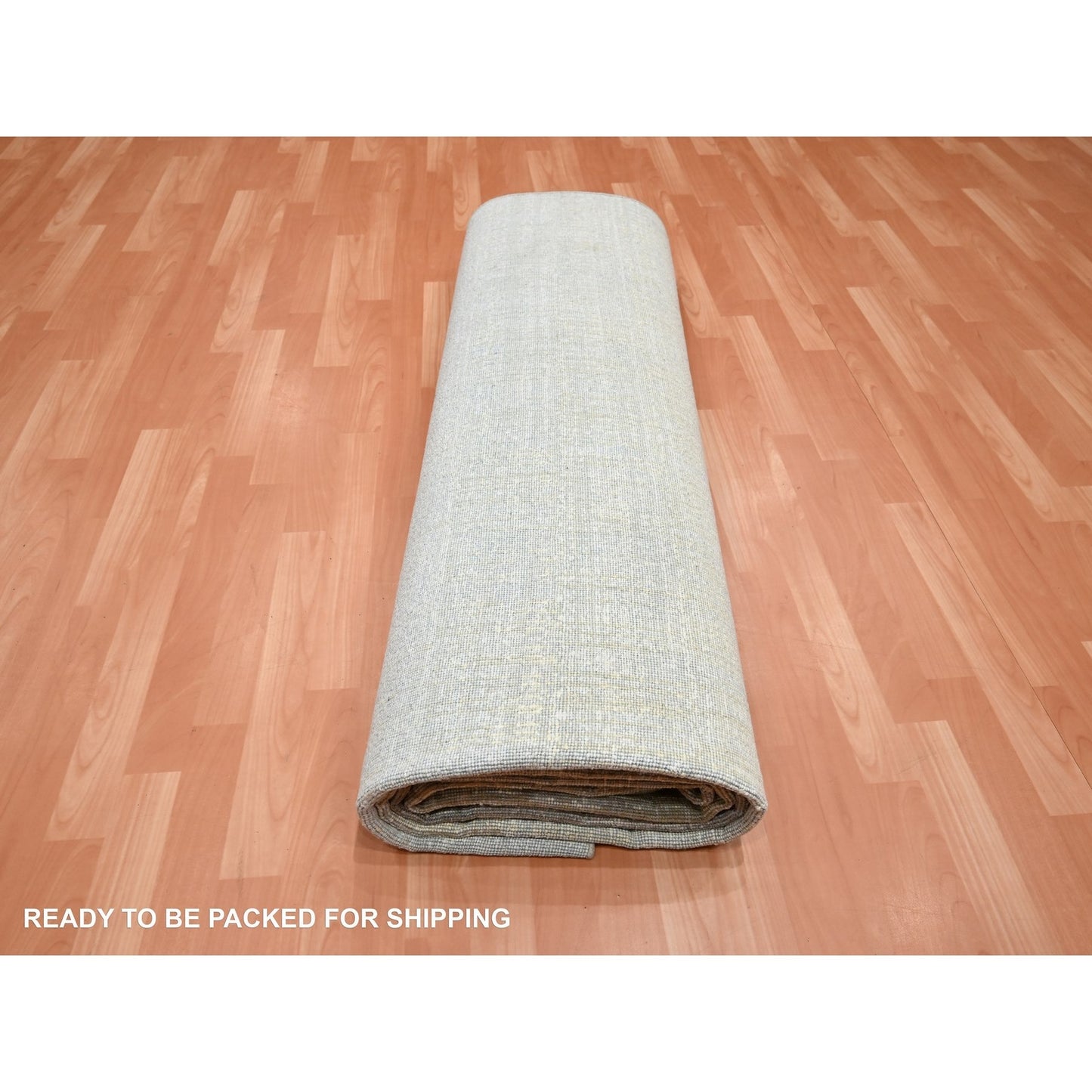 9'X12'4" Ivory Gradation Design Textured Wool & Silk Hand Knotted Rug