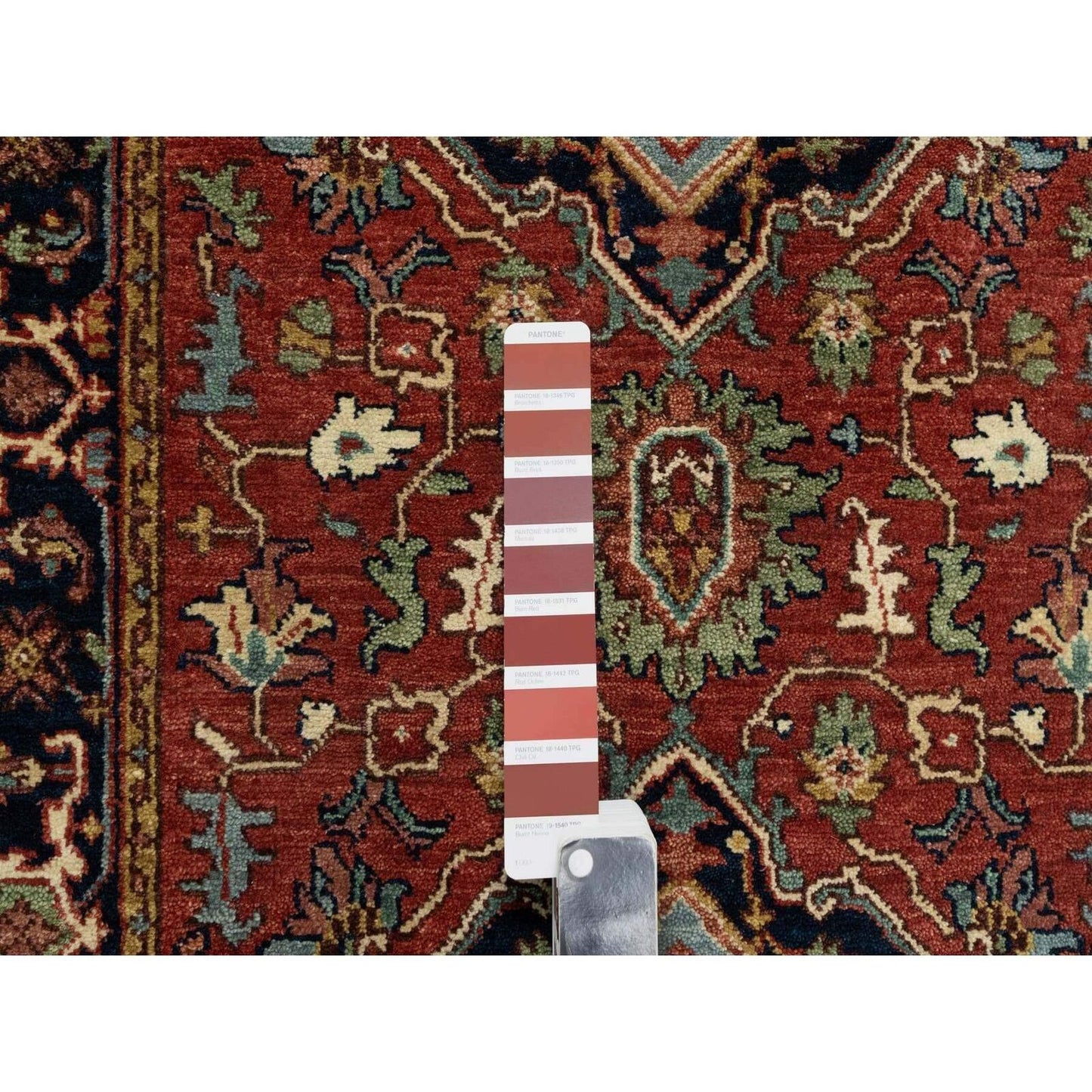 2'7"X28' Red Hand Knotted Antiqued Heri Re-Creation Wool Xl Runner Rug