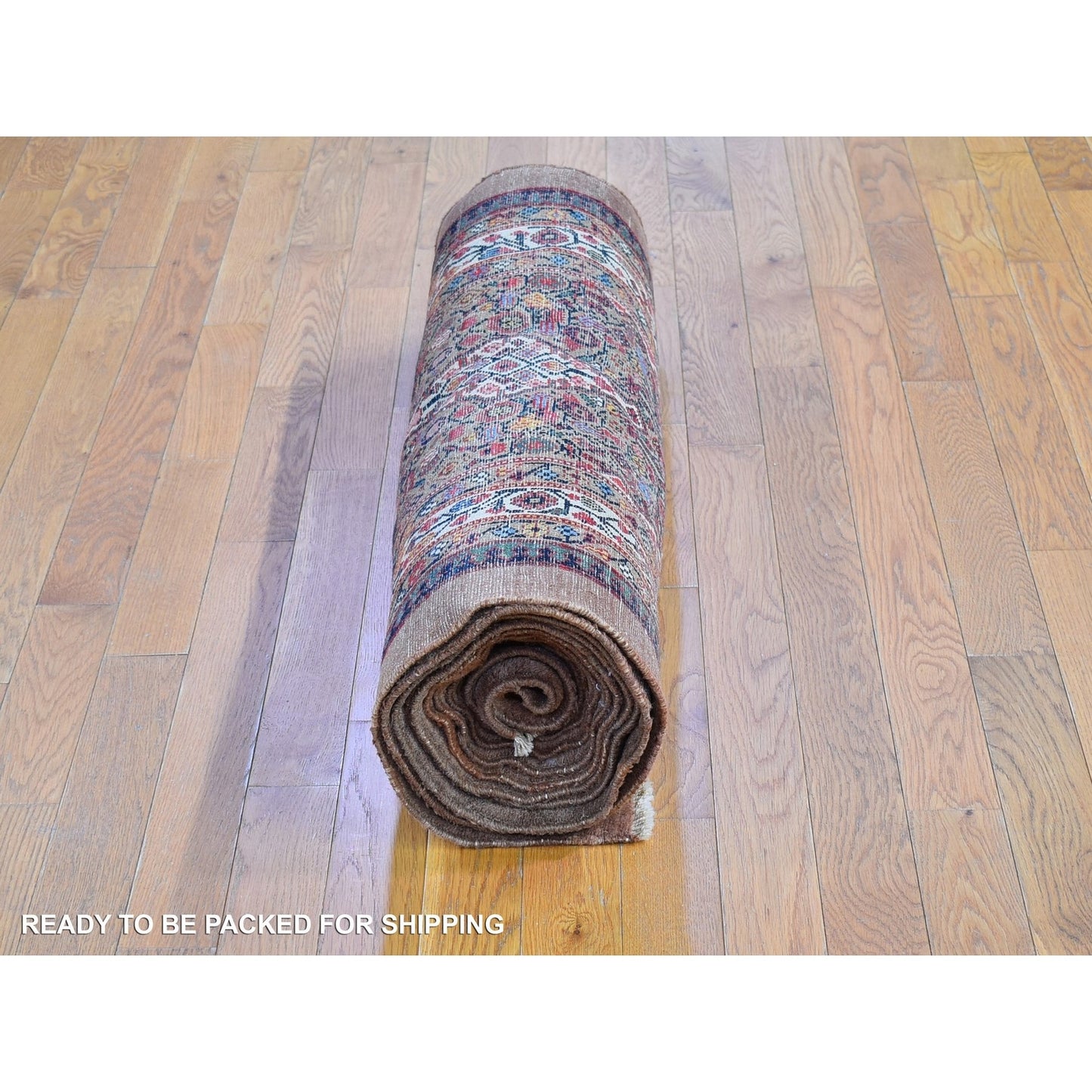 3'6"X17'4" Brown Old Farsian Serrib Xl & Wide Runner Hand Knotted Rug