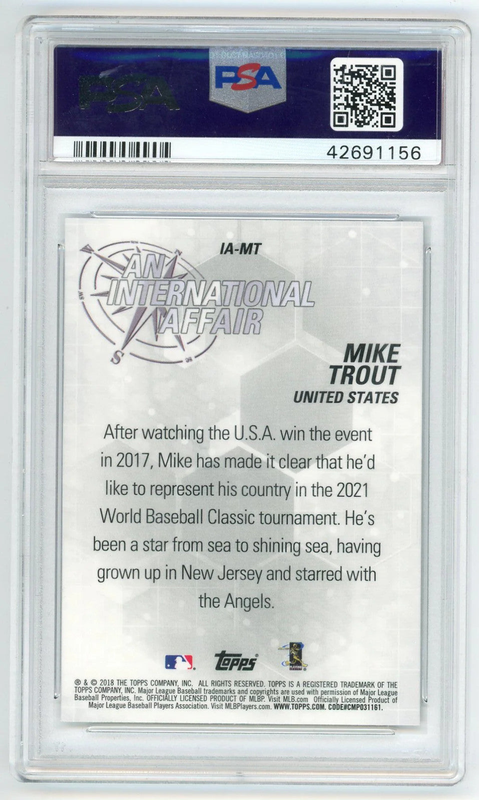 Mike Trout 2018 Topps Chrome An International