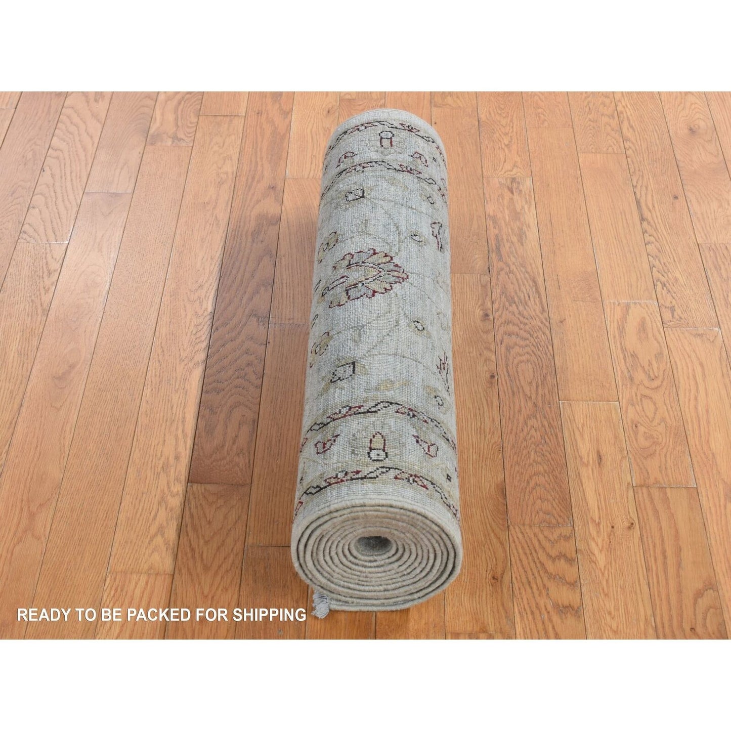 2'8"X13' Gray Overdyed Ziegler Mahal Pure Wool Hand Knotted Runner Rug