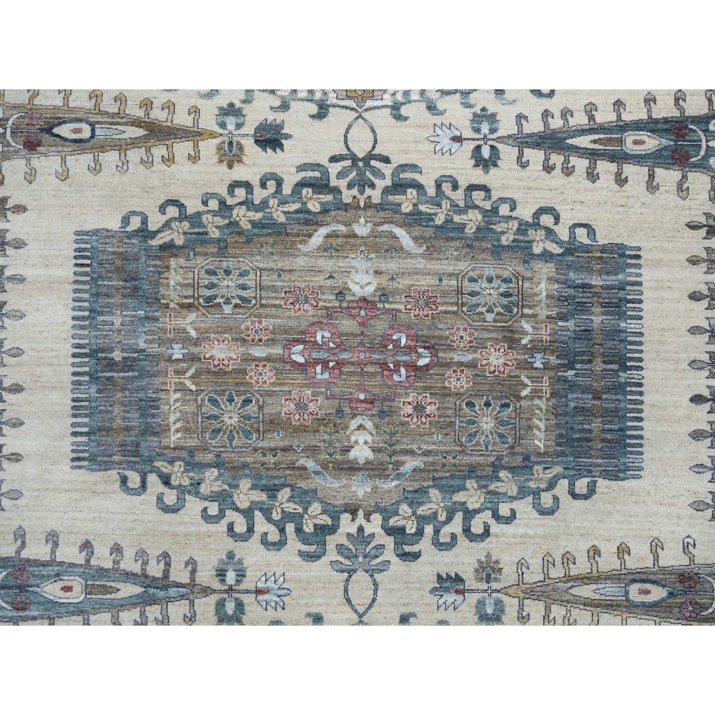 13'10"X16'2" Ivory Reimagined Viss Design Wool Hand Knotted Oversized Rug