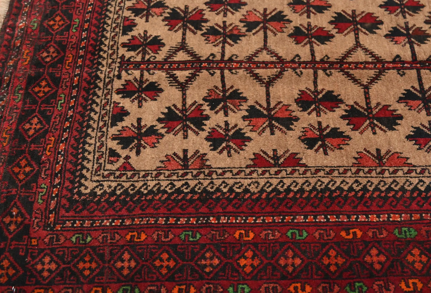 Cream Tribal Geometric Design Handmade Oriental
