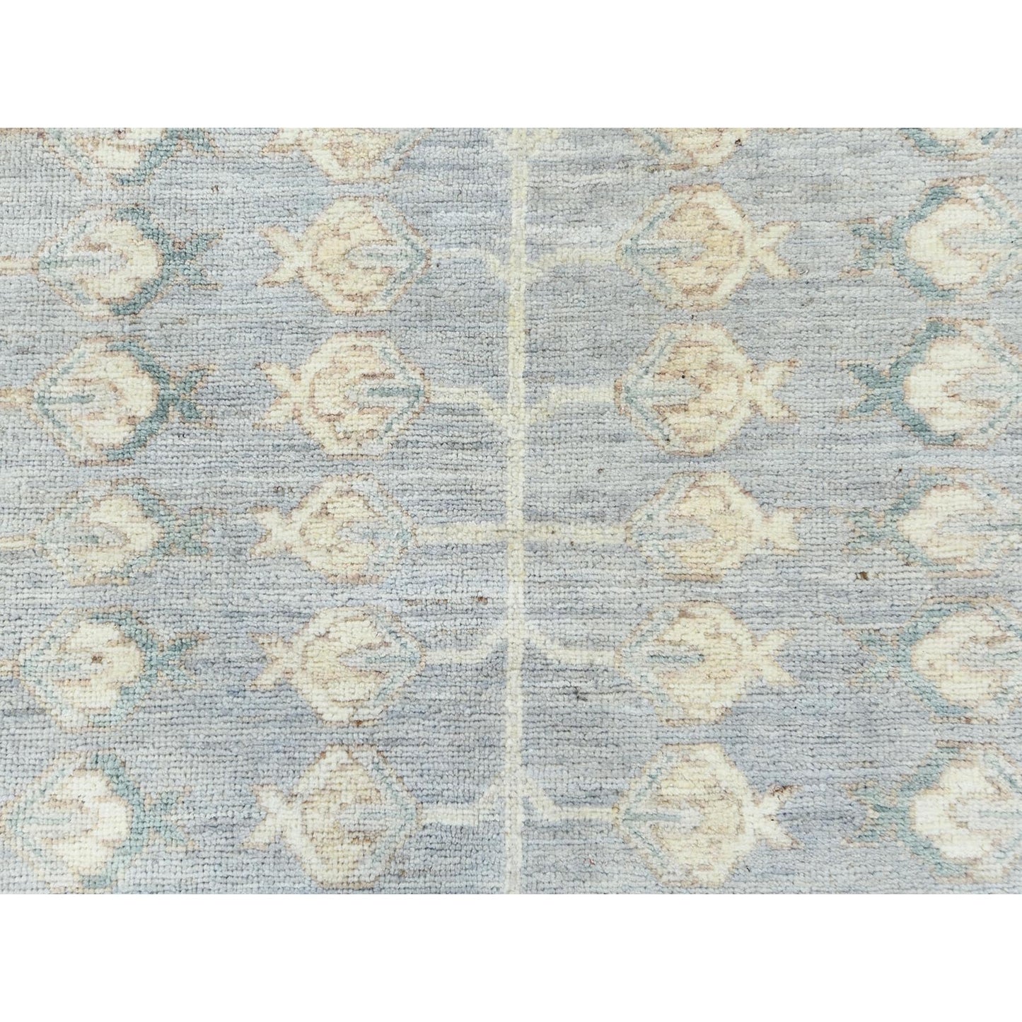 9'1"X12' Misty Gray Afghan Peshawar Soft Wool Hand Knotted Rug