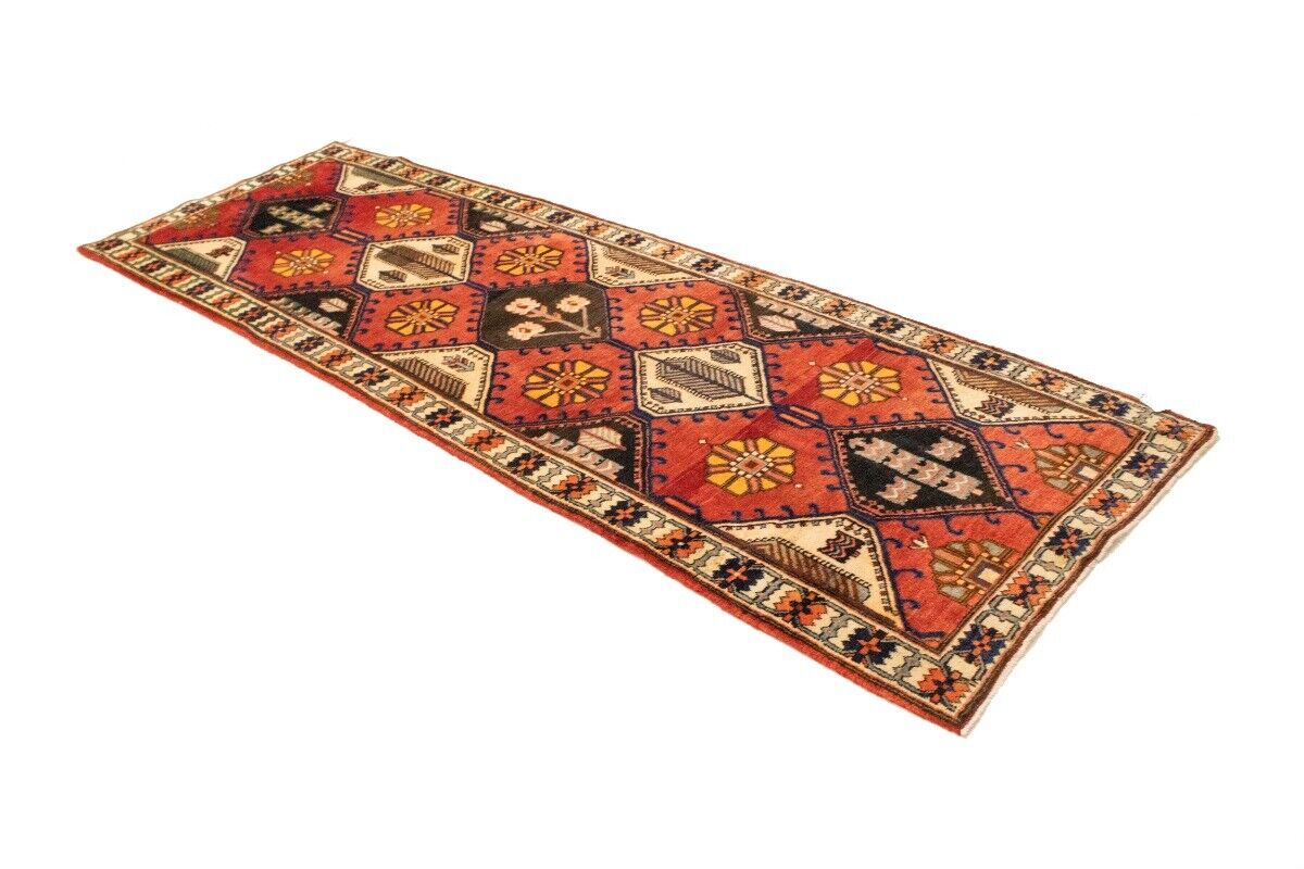 Handmade Vintage Rusty Red Oriental Runner Rug