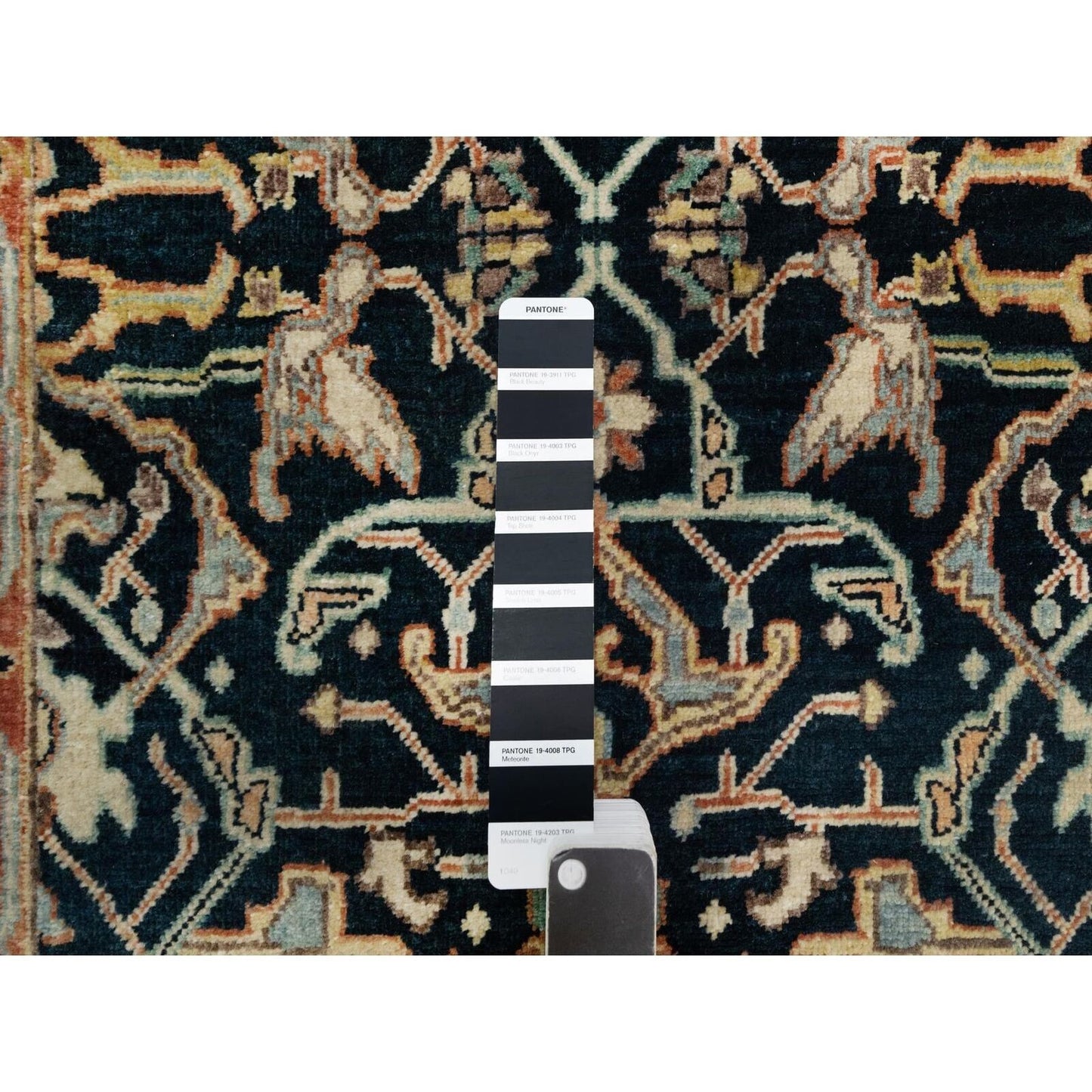 2'6"X10'1" Blue Hand Knotted Heris Re-Creation Wool Runner Oriental Rug