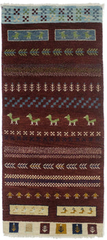 3X6 ft Handmade Maroon Red Striped Tribal Style