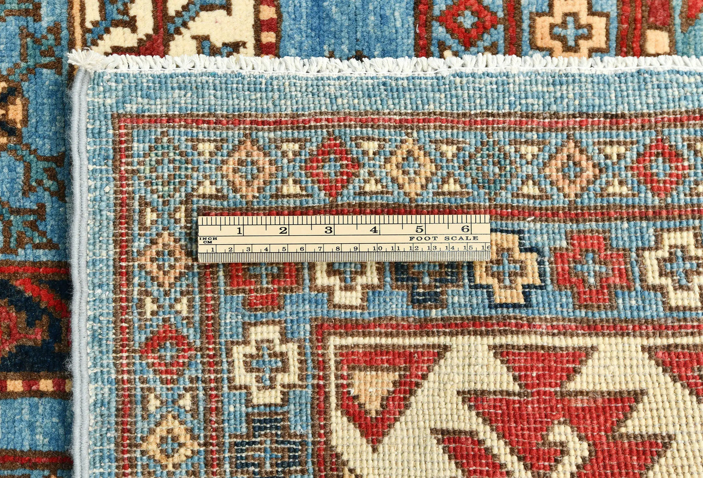 Hand-Knotted Farmho Rug Geometric Tribal Style