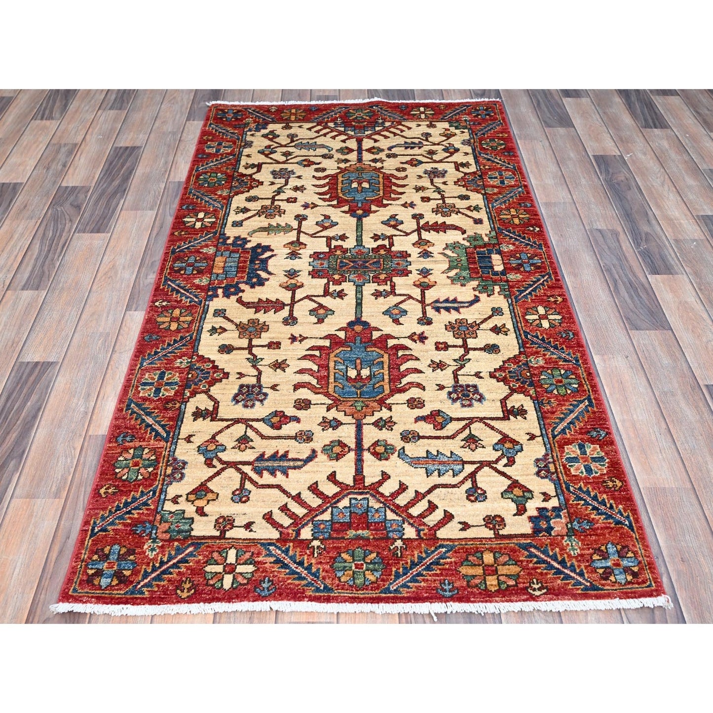 3'2"X6'1" Tuscan Beige Luxurious Wool Aryana Collection Oriental Rug